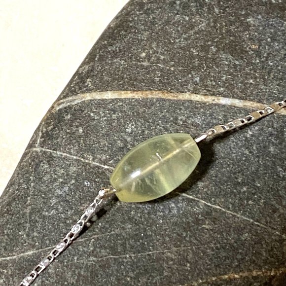2/$20, Light Green Prehnite Necklace, Genuine Barrel Gemstone Bar Pendant - Picture 5 of 10